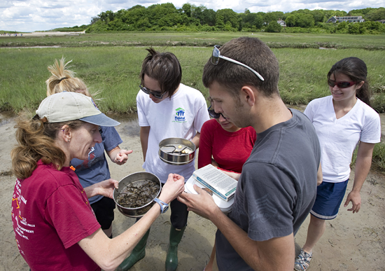 stace with students at great marsh