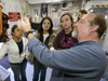 Bruce Keafer demonstrates how to filter seawater to get red tide algae samples