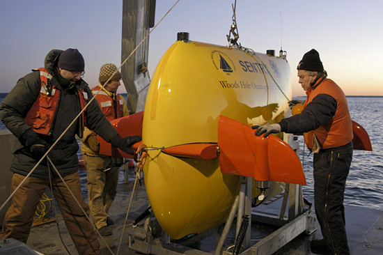 Sentry being tested off R/V Tioga.