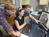 Rob Reves-Sohn, JP student Claire Willis, and Adam Soule discussing data collected from the Gakkel Ridge.