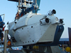 Alvin being deployed off the R/V Atlantis (LADDER 3 cruise).