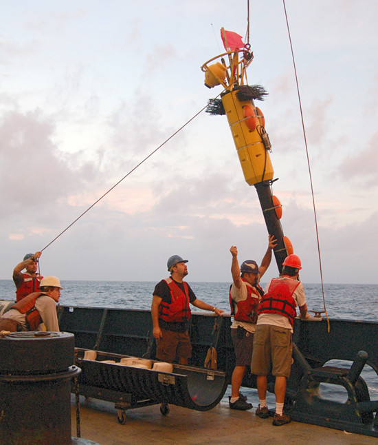 Recovering the microprofiler on LADDER 3 cruise off Manzanillo in late November, 2007.