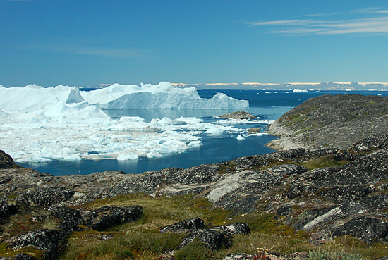 Glacier off Greenland coast.