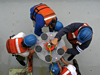 sediment trap being emptied