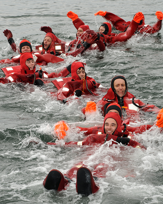 WHOI small boat safety class taking place in Eel Pond.