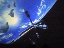 A view of the International Space Station from an inflatable planetarium