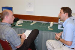 Scientist explains research to journalist