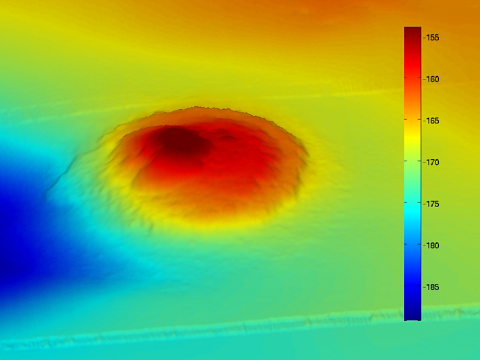 Sentry collected sonar data to create this map of the undersea asphalt mound called Il Duomo