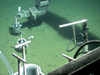 Jason arm taking sediment sample with push core