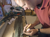 Jon Woodruff examining sediment core