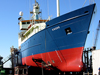 The WHOI research vessel Knorr, high and dry at Atlantic Dry Dock in Jacksonville, Florida