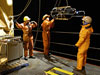 Night time deployment of a VPR from the A-frame of the USCGC Healy.