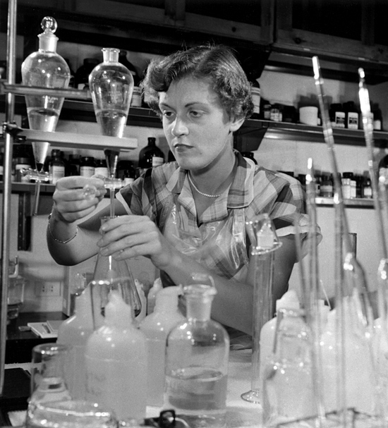Sybil Campbell in chemistry laboratory