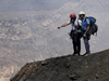 WHOI geochemist Ken Sims and climber Dennis Jackson overlooking Masaya volcano in Nicaragua.
