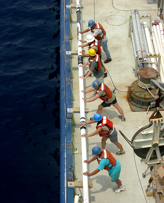 sediment core retrieval from Knorr