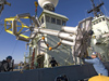 SPAR buoy being loaded onto R/V Atlantis for CLIMODE