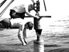 Hoisting a piston tube off R/V Atlantis