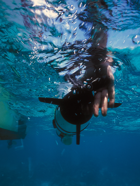 Underwater release of a REMUS in Belize.