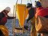 Deploying a sediment trap from R/V Oceanus