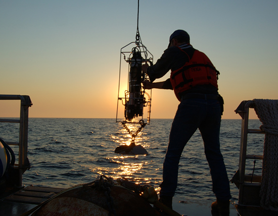 Frank Bahr deploying a ADCP