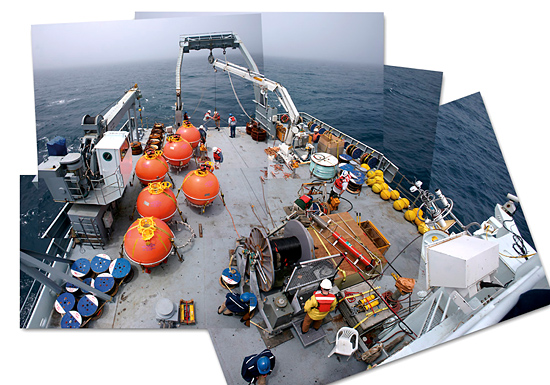 Mosaic of the R/V Thomas Thompson aft deck.