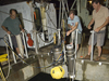 Testing Norm Farr's optical modem at the WHOI dock.