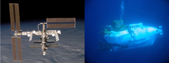 The International Space Station and DSV Alvin.