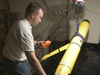 John Lund in lab with Glider.