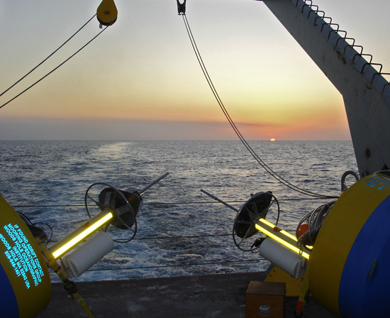 Sunset off of RV Revelle in Bahamas, 4/19/2008.