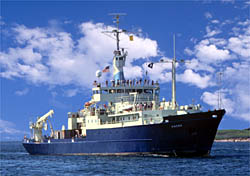 The R/V Knorr is often used for field work in the South Atlantic.