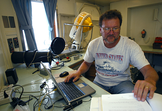 Rick Krishfield tests the Arctic Winch.