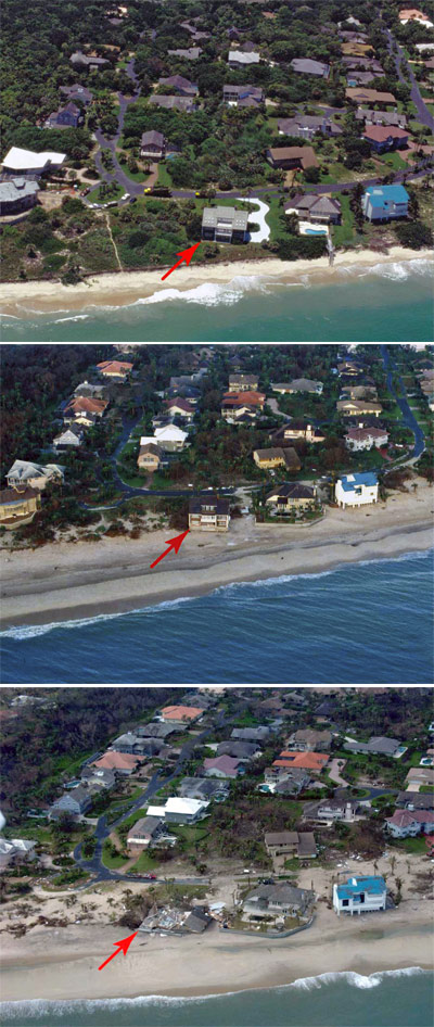 This sequence shows how the seas advanced and property was destroyed in Floralton Beach, Fla.
