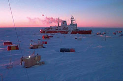 Canadian icebreaker Des Groseilliers, frozen into the ice for the year