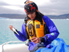 Maya water sampling with a syringe.