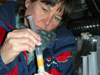 Joan Bernhard preparing sediment sample