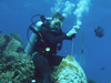 Konrad Hughen drilling coral.