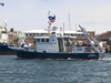 R/V Tioga joined R/V Knorr and R/V Oceanus at the WHOI dock.