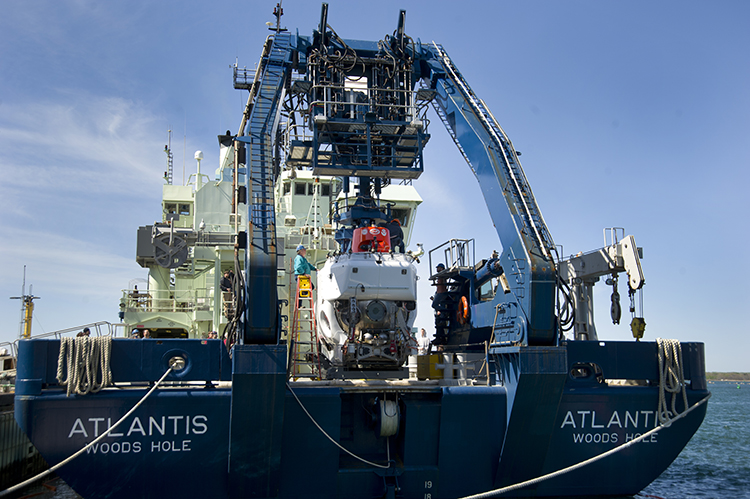 The R/V Atlantis is set to transport newly upgraded HOV Alvin to Oregon through the Panama Canal. (Tom Kleindinst, Woods Hole Oceanographic Institution)