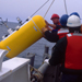 profiler being loaded at sea