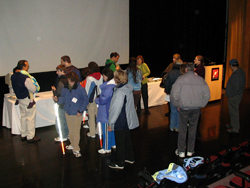 Audience members spoke informally with Dr. Bower after her lecture at the Boston Museum of Science.