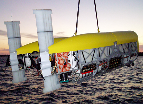 Nereus HROV shown here in AUV mode during initial dock test.