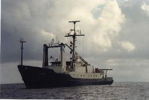 Oceanus at sea, before her midlife re-fit.