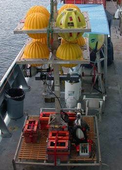 The deep-sea light post, on deck this September on the research vessel Thomas G. Thompson