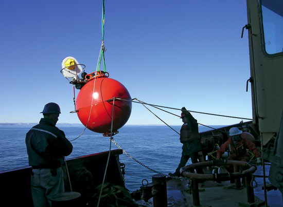 big red flotation sphere