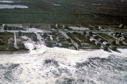 ocean surges onto the streets of South Nags Head, N.C.