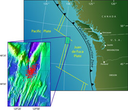 undersea hydrophones, intense swarm of earthquakes