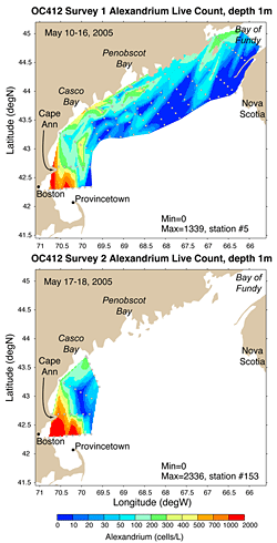 distribution of the harmful algae Alexandrium