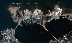 This December 28, 2004 image of Banda Aceh shows the total devastation from the tsunami wave.