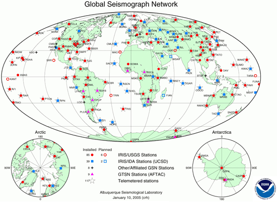 A global network of seismic monitoring instruments