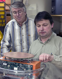 examining pieces of an ocean-bottom seismometer